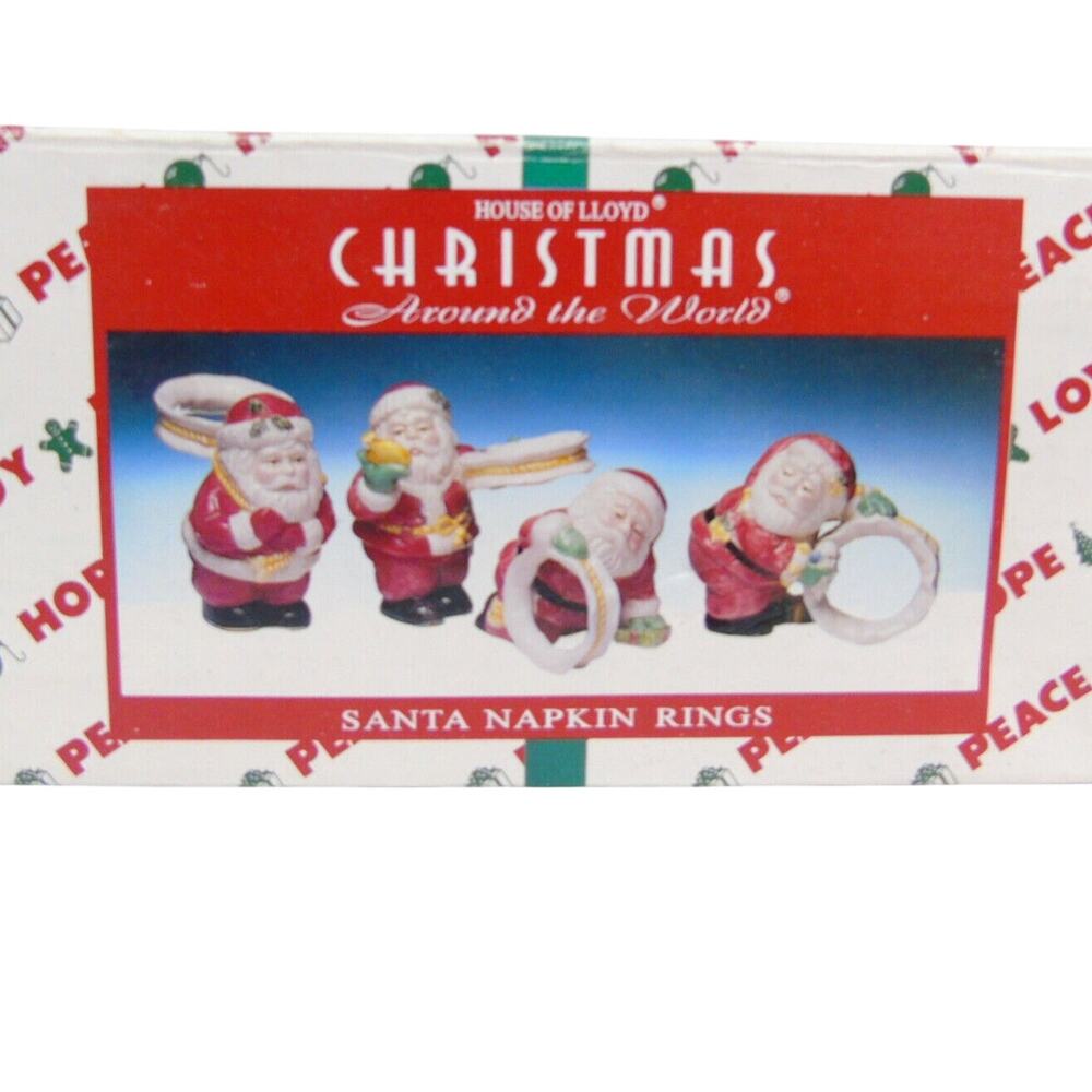 Holiday Santa Napkin Rings Christmas Around World Holders House Of Lloyd New